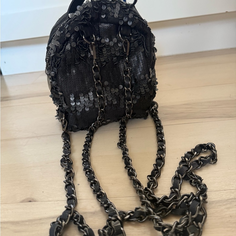 Sequin Black Mini Backpack - image 3